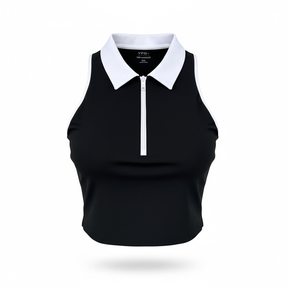 NWT Abercrombie & Fitch YPB Sculpt Lux Collard Tank Top - Size XXL - Black/White